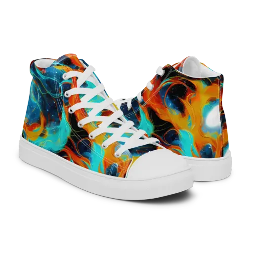 Ember Ocean on a Men's High Top Canvas Shoes