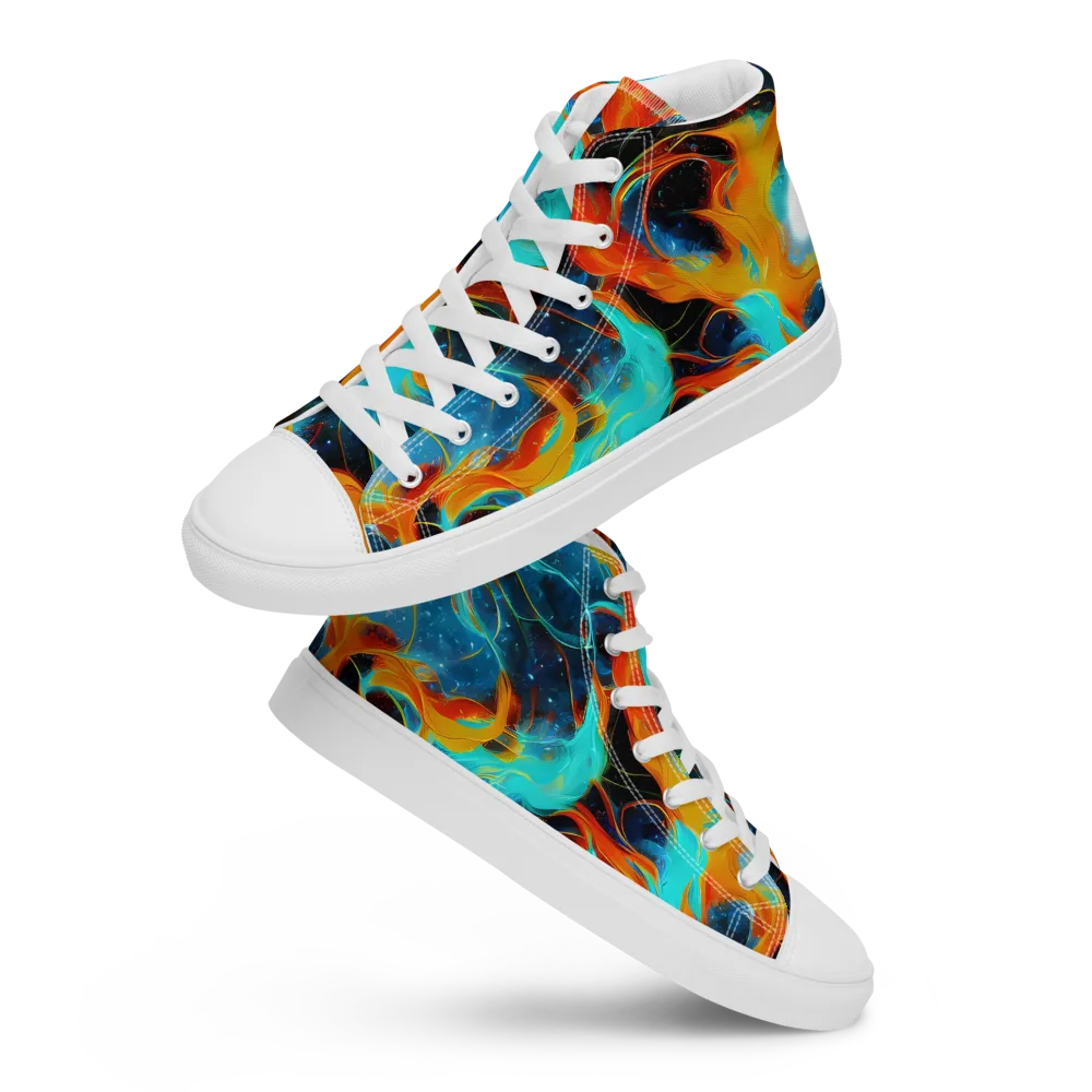Ember Ocean on Men's High Top Canvas Shoes — Front