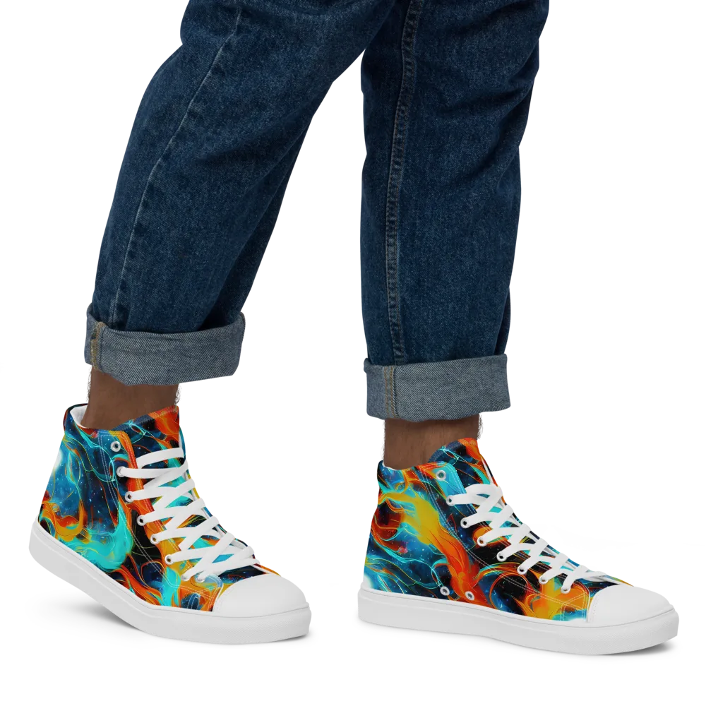 Ember Ocean on Men's High Top Canvas Shoes — Right