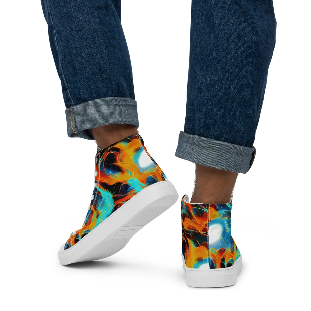 Ember Ocean on Men's High Top Canvas Shoes — Back
