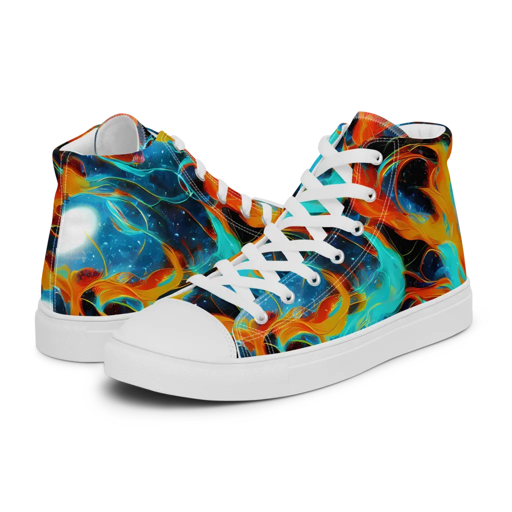Ember Ocean on Women's High Top Canvas Shoes — Left