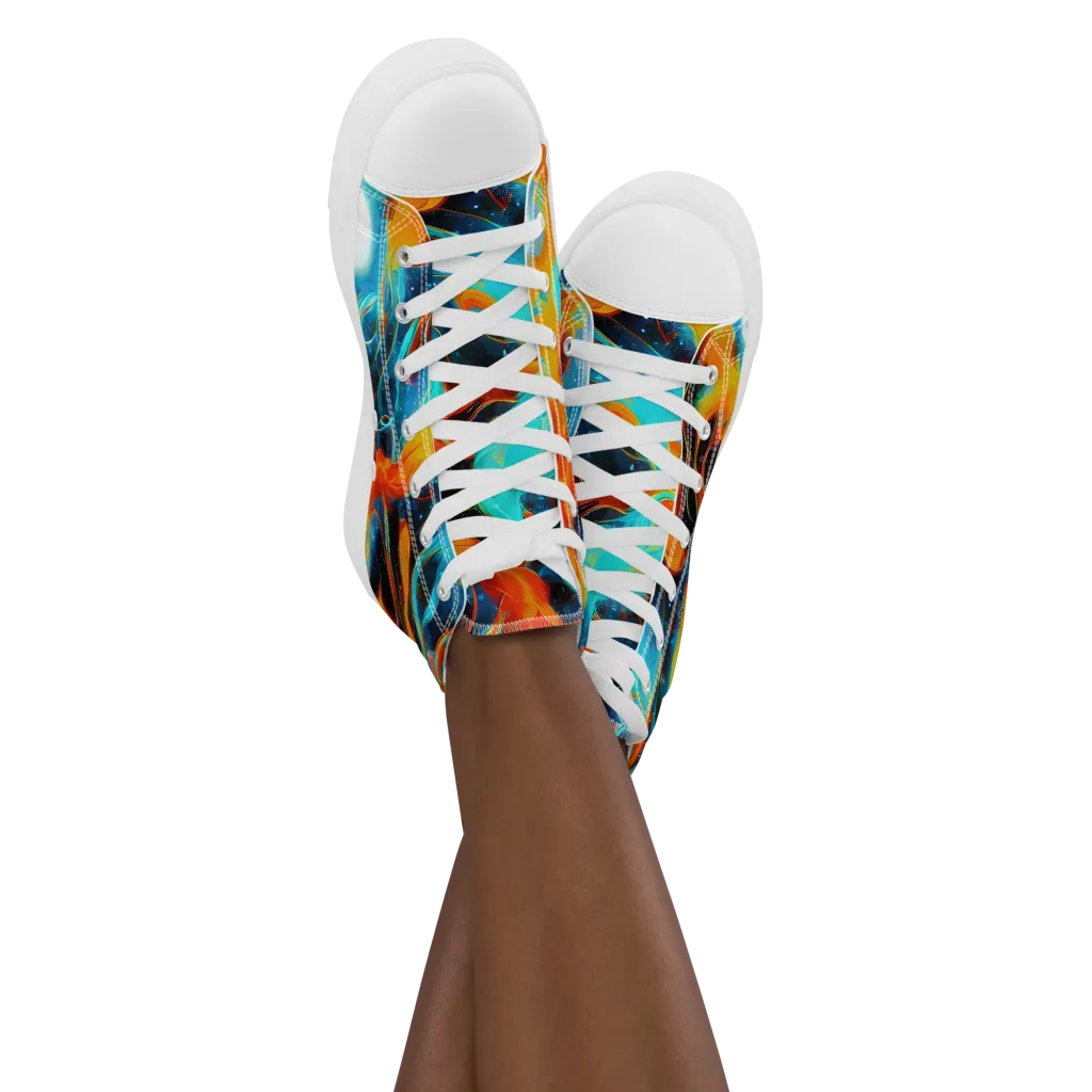 Ember Ocean on Women's High Top Canvas Shoes — Front