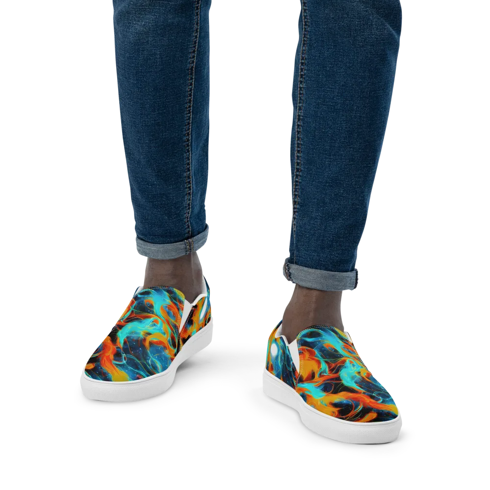 Ember Ocean on Men's Slip-On Canvas Shoes — Front
