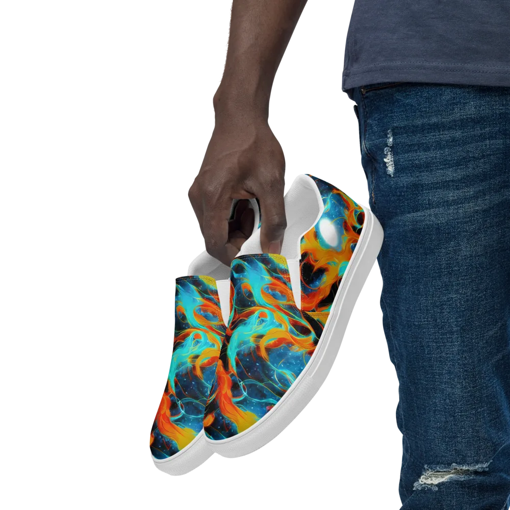 Ember Ocean on Men's Slip-On Canvas Shoes — Left Front