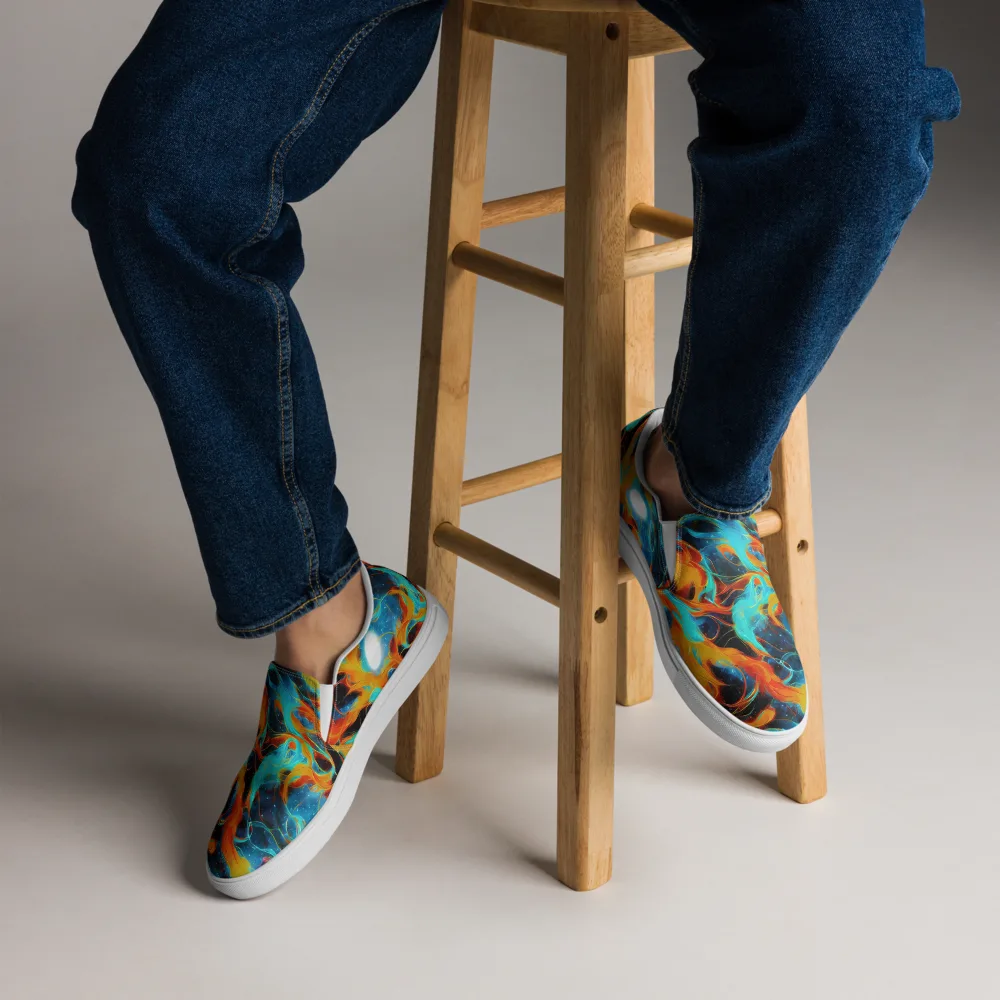 Ember Ocean on Men's Slip-On Canvas Shoes — Front