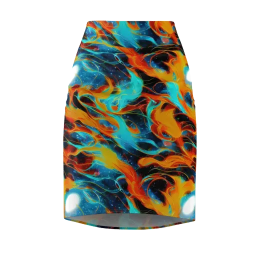 Ember Ocean on a Pencil Skirt