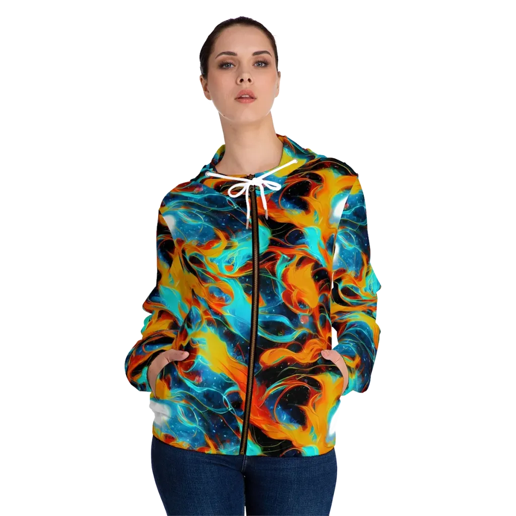 Ember Ocean on Women's Full-Zip Hoodie — Front On Person