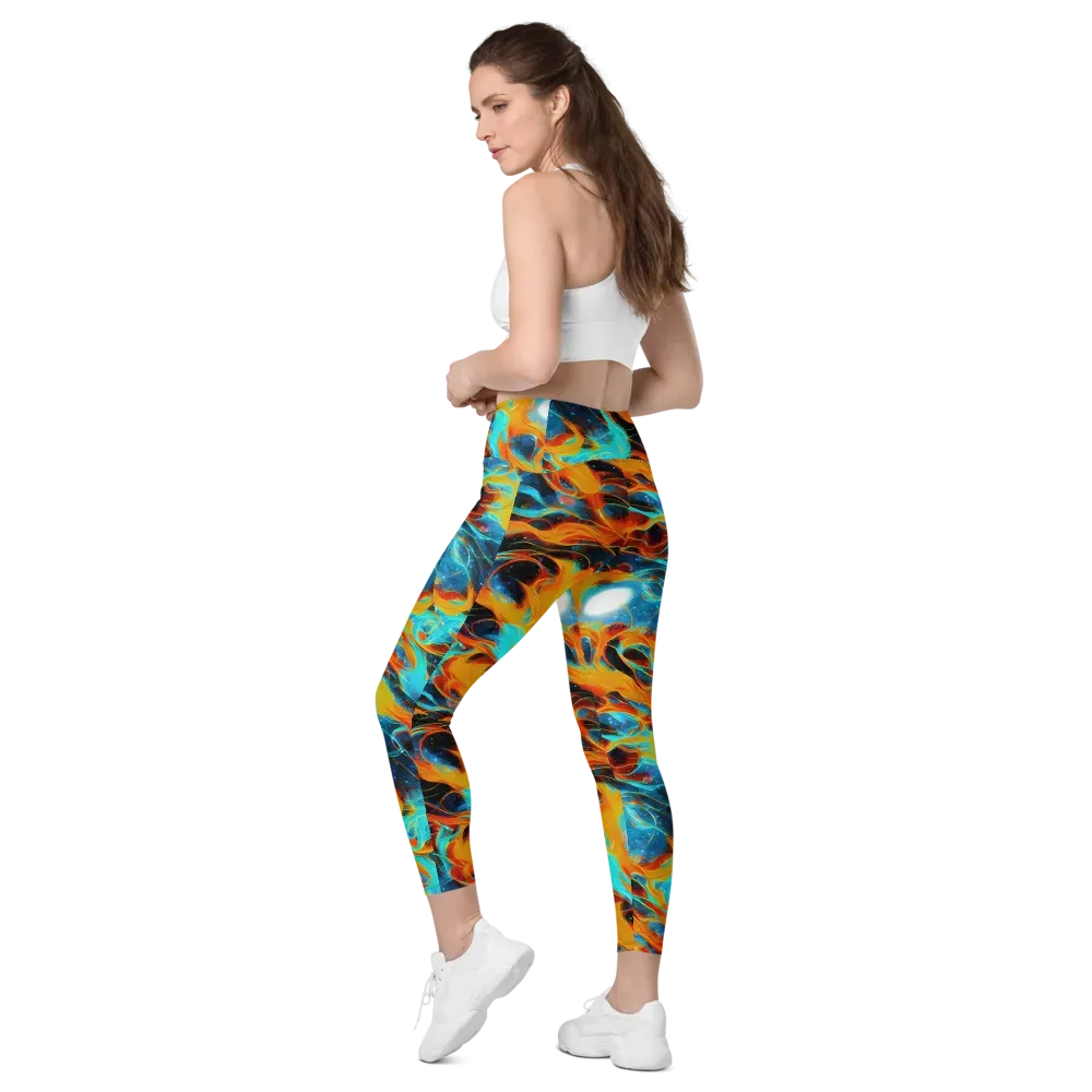 Ember Ocean on Leggings with Pockets — Left Back