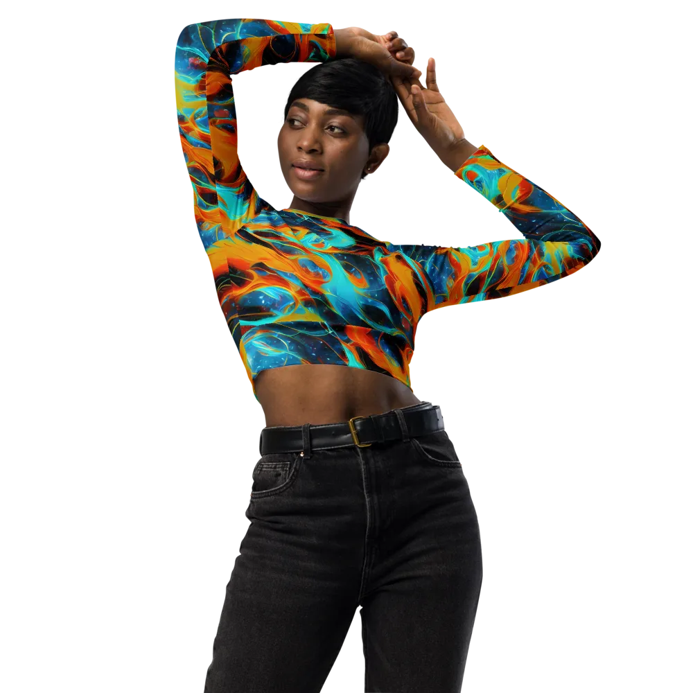 Ember Ocean on Long Sleeve Crop Top — Front