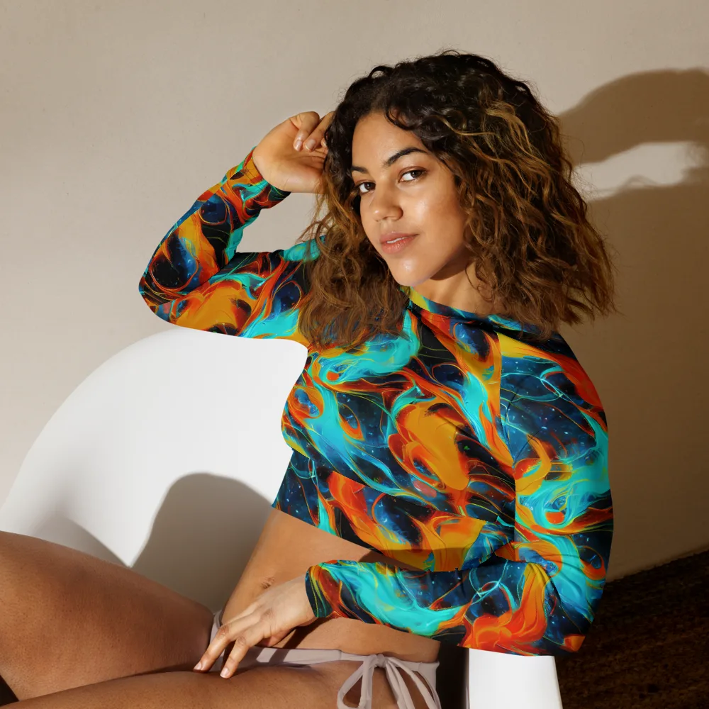 Ember Ocean on Long Sleeve Crop Top — Left Front