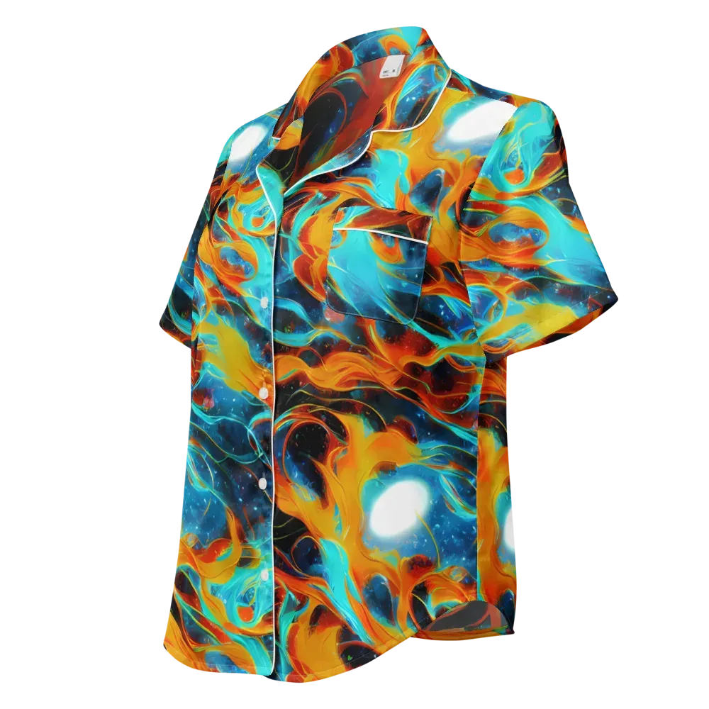 Ember Ocean on Women's Short Sleeve Pajama Top — Left Front