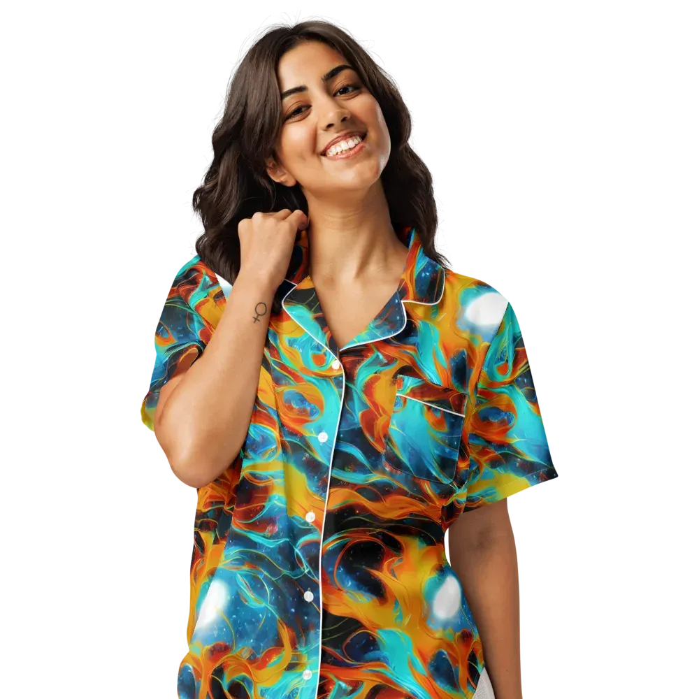 Ember Ocean on Women's Short Sleeve Pajama Top — Front