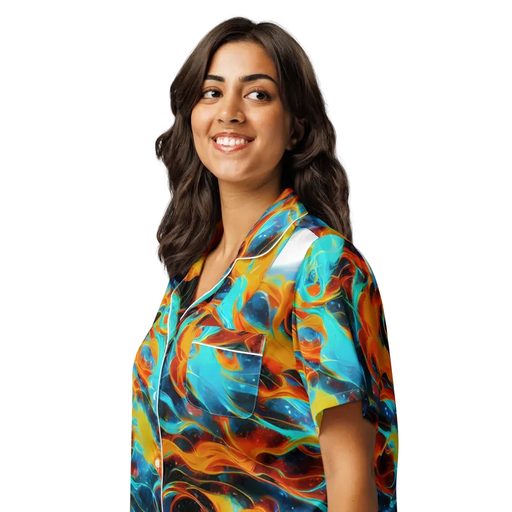 Ember Ocean on Women's Short Sleeve Pajama Top — Left Front
