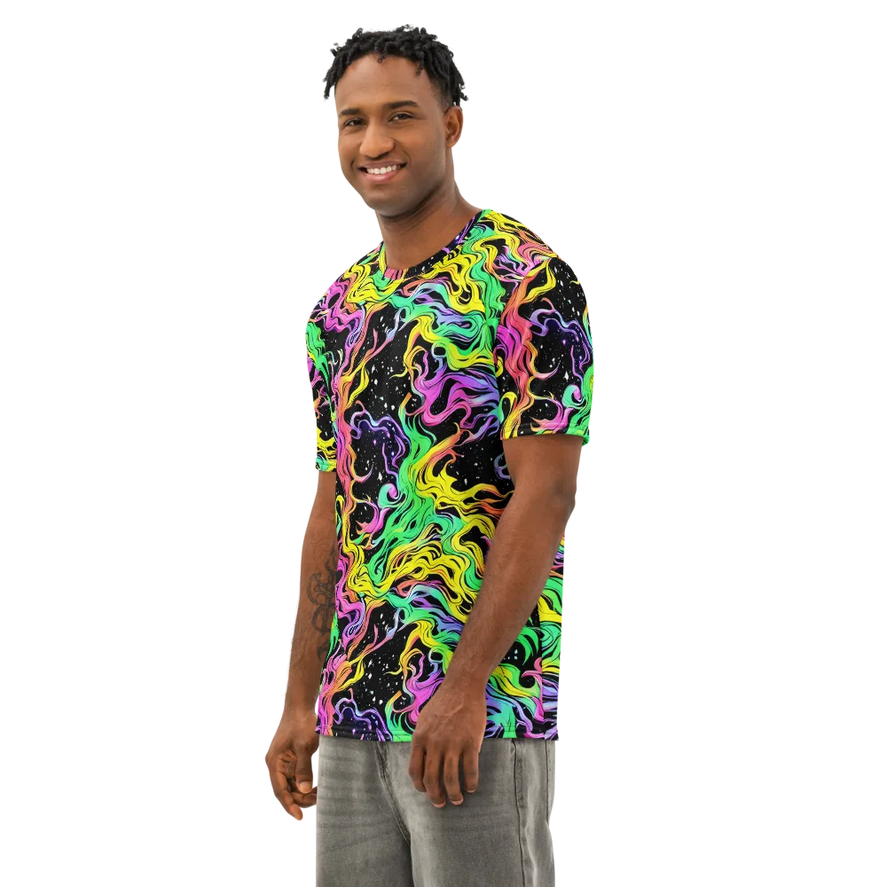 Midnight Chromatic on Men's Cotton Crew Neck T-Shirt — Left Front