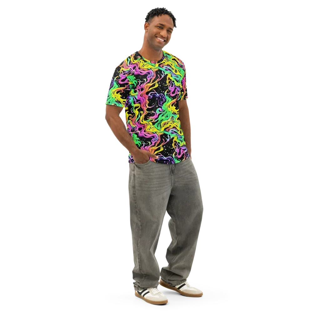 Midnight Chromatic on Men's Cotton Crew Neck T-Shirt — Right Front