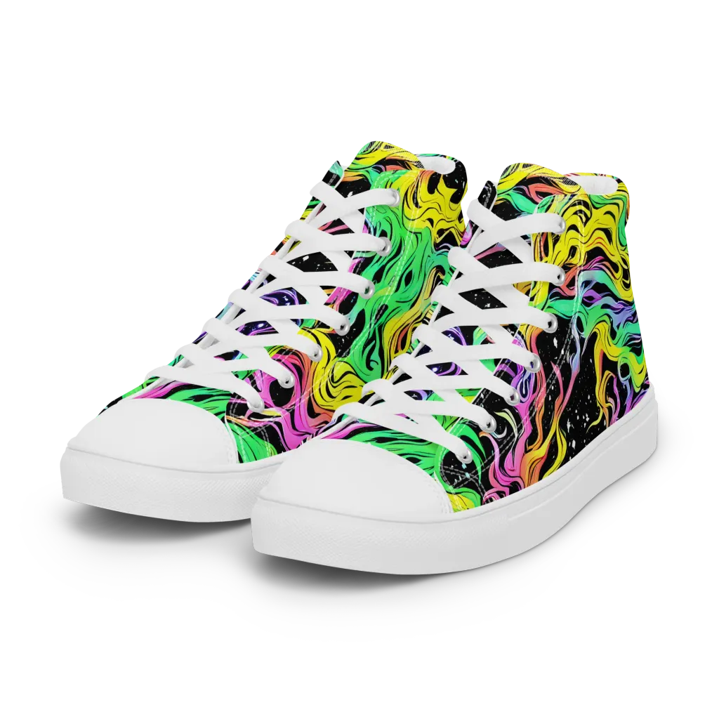 Midnight Chromatic on Women's High Top Canvas Shoes — Left Front