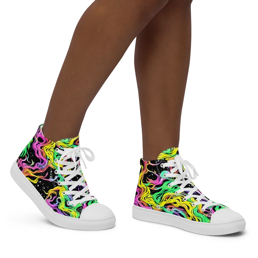 Midnight Chromatic on Women's High Top Canvas Shoes — Right