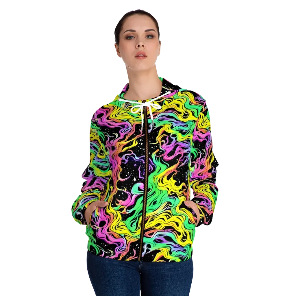 Midnight Chromatic on Women's Full-Zip Hoodie — Front On Person