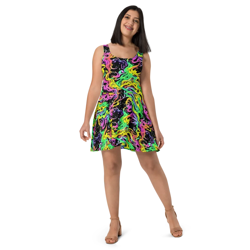 Midnight Chromatic on Skater Dress — Front