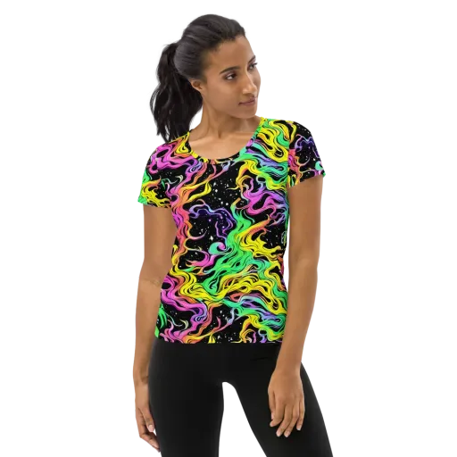 Midnight Chromatic on a Women's Athletic T-Shirt