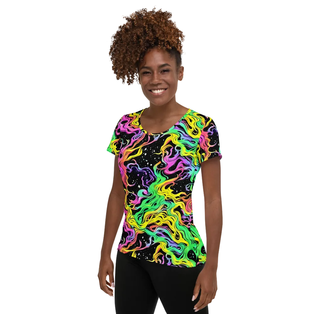 Midnight Chromatic on Women's Athletic T-Shirt — Left