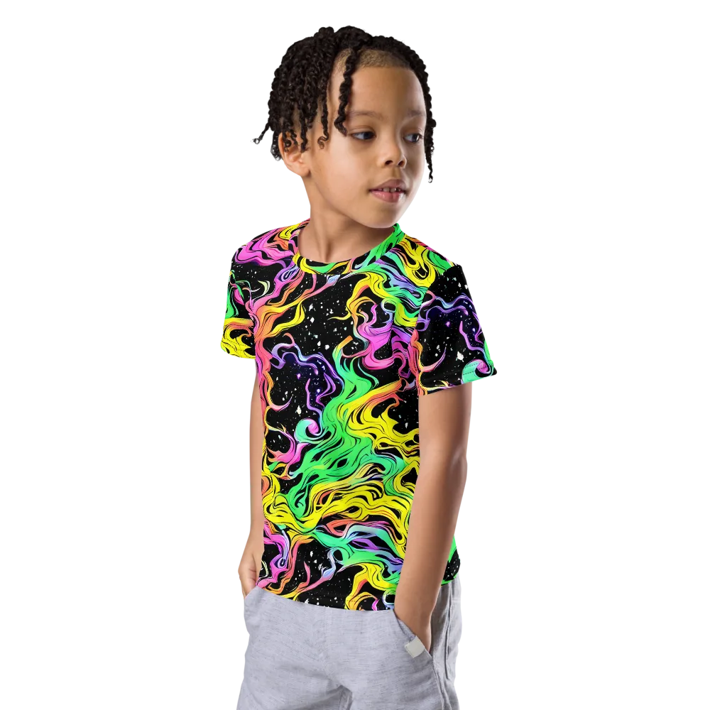 Midnight Chromatic on Kids Crew Neck T-Shirt — Left Front