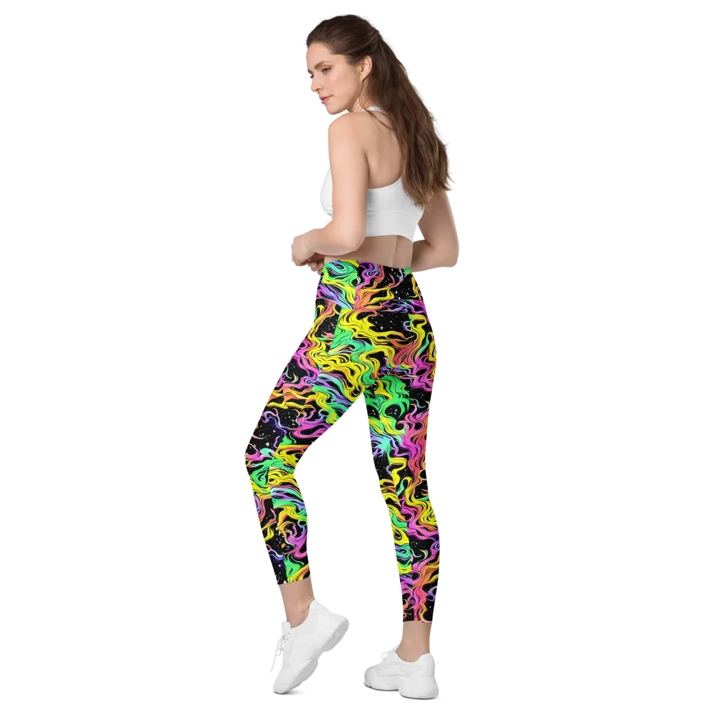 Midnight Chromatic on Leggings with Pockets — Left Back