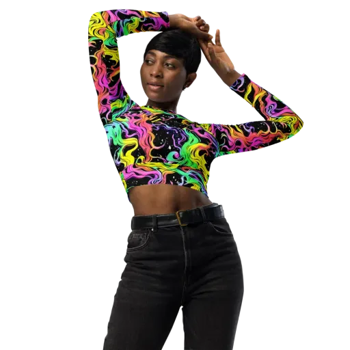 Midnight Chromatic on a Long Sleeve Crop Top