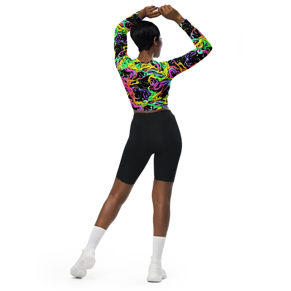 Midnight Chromatic on Long Sleeve Crop Top — Back