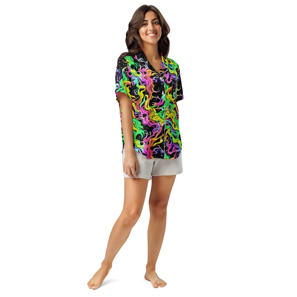 Midnight Chromatic on Women's Short Sleeve Pajama Top — Front
