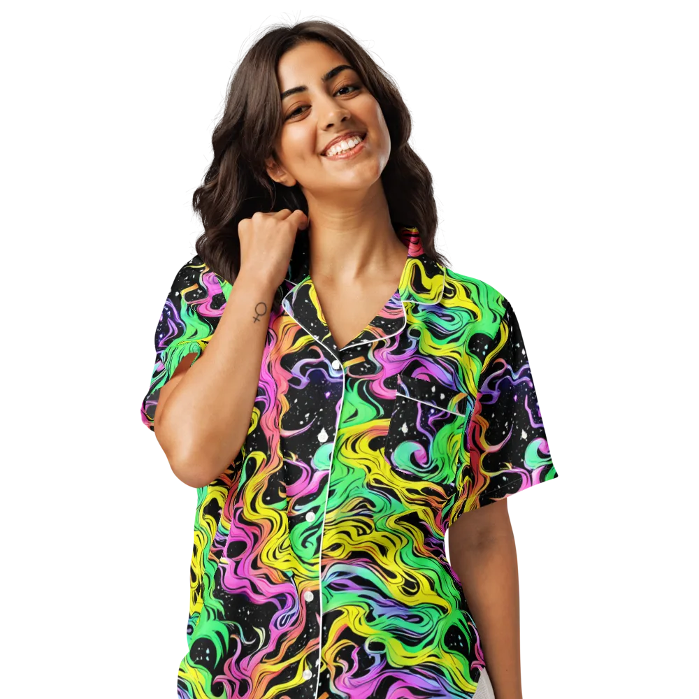 Midnight Chromatic on Women's Short Sleeve Pajama Top — Front