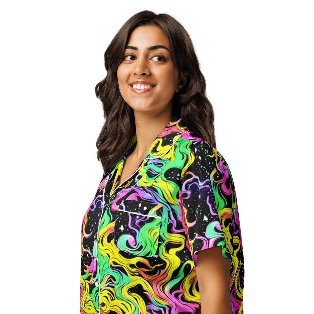 Midnight Chromatic on Women's Short Sleeve Pajama Top — Left Front