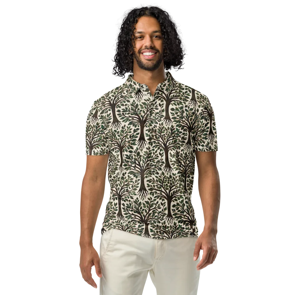 Tree of Life on Men's Slim Fit Polo Shirt — Front