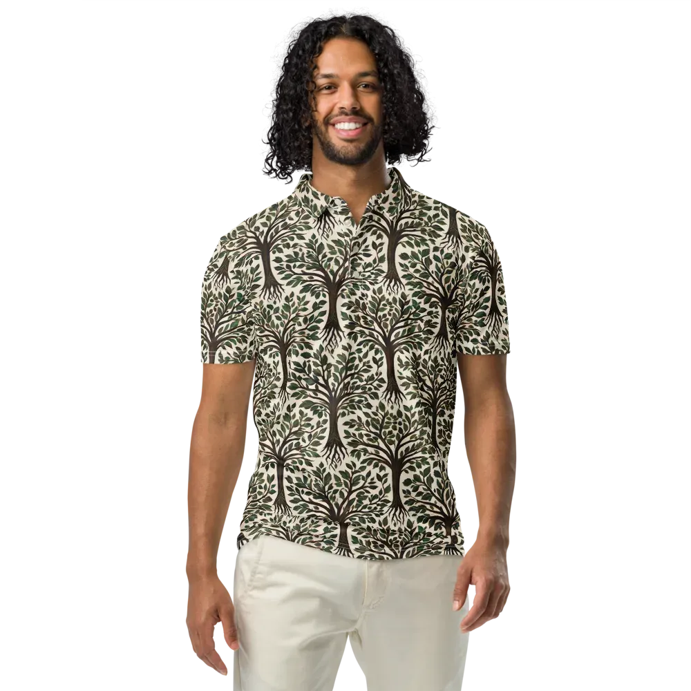 Tree of Life on Men's Slim Fit Polo Shirt — Front