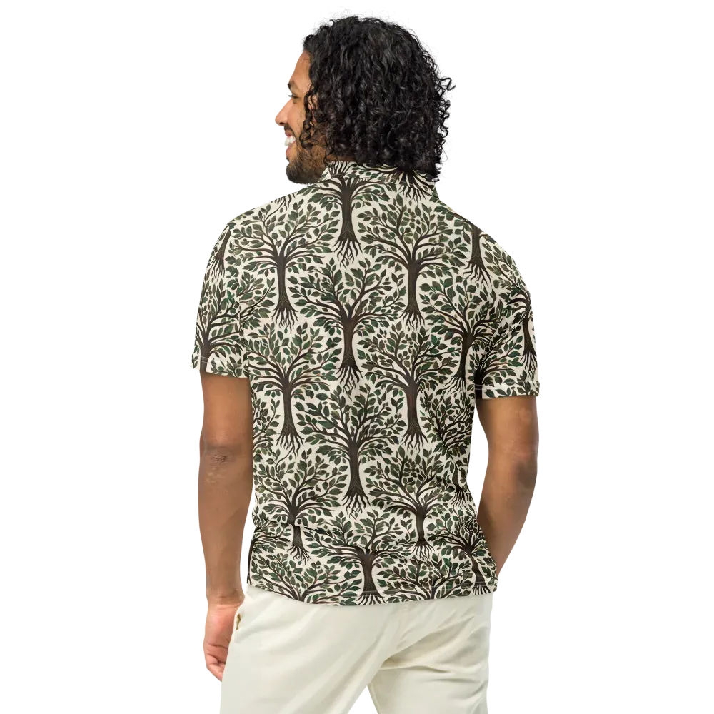 Tree of Life on Men's Slim Fit Polo Shirt — Back
