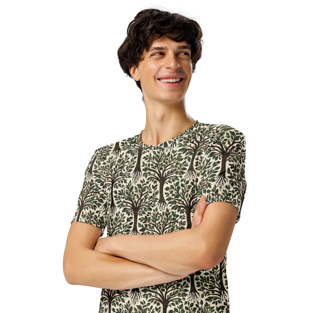 Tree of Life on Men's Crew Neck T-Shirt — Left Front