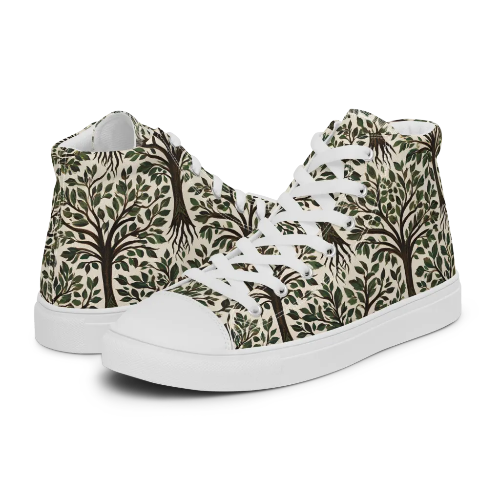 Tree of Life on Women's High Top Canvas Shoes — Left