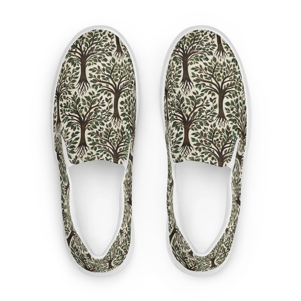 Tree of Life on Men's Slip-On Canvas Shoes — Front