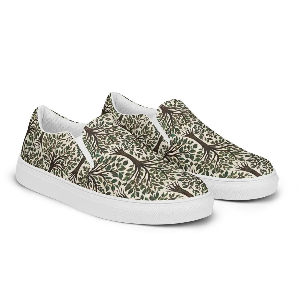 Tree of Life on Men's Slip-On Canvas Shoes — Right Front