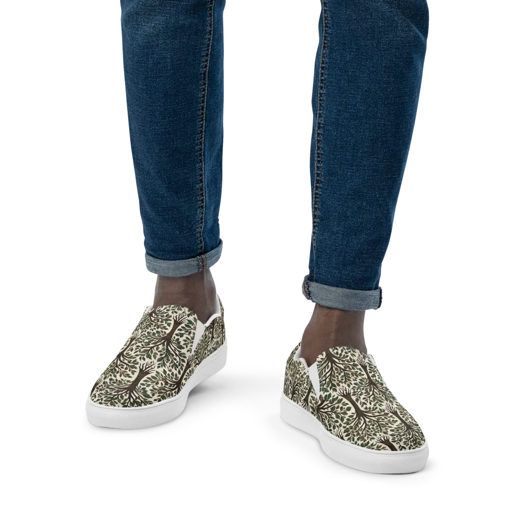 Tree of Life on Men's Slip-On Canvas Shoes — Front