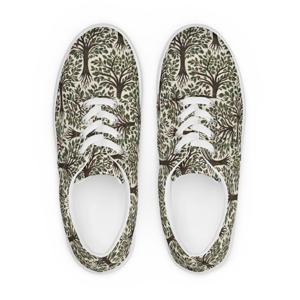 Tree of Life on Men's Lace-Up Canvas Shoes — Front