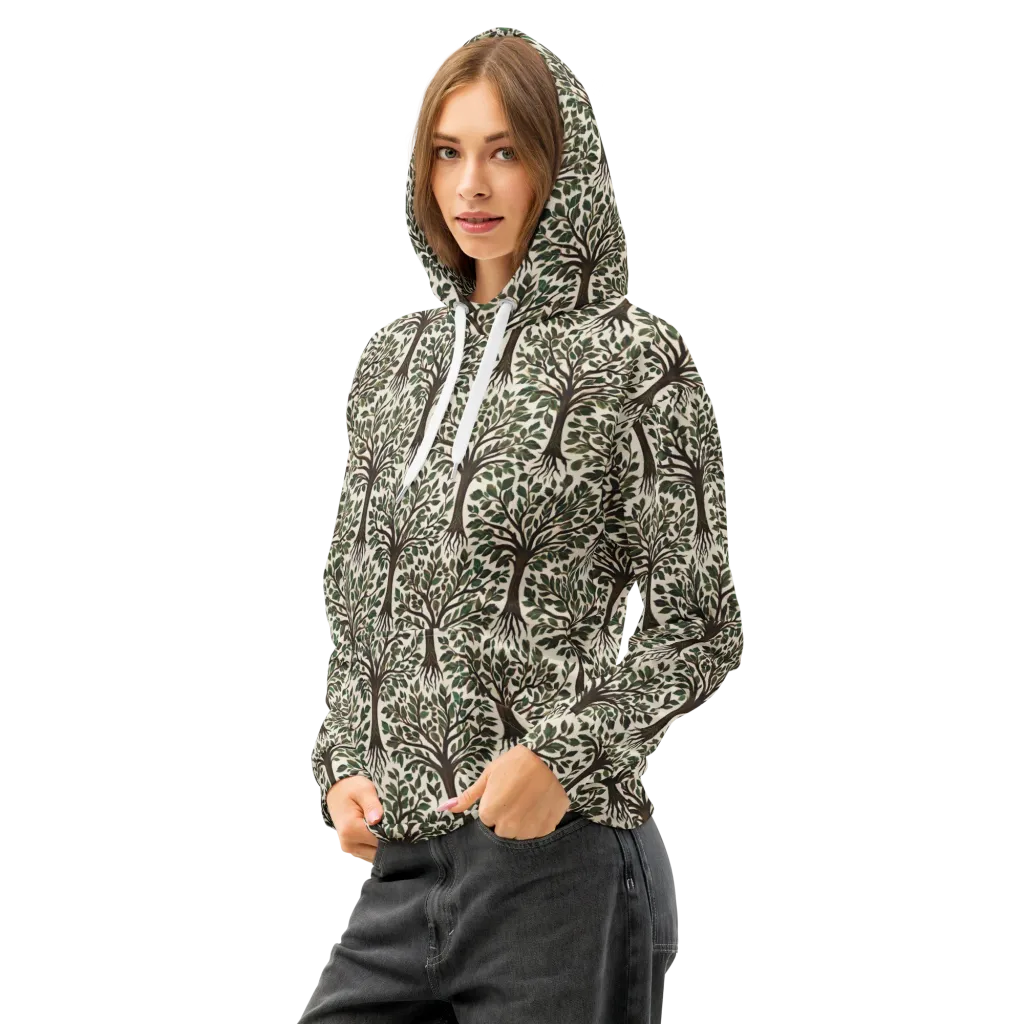 Tree of Life on Cotton Hoodie — Left Front