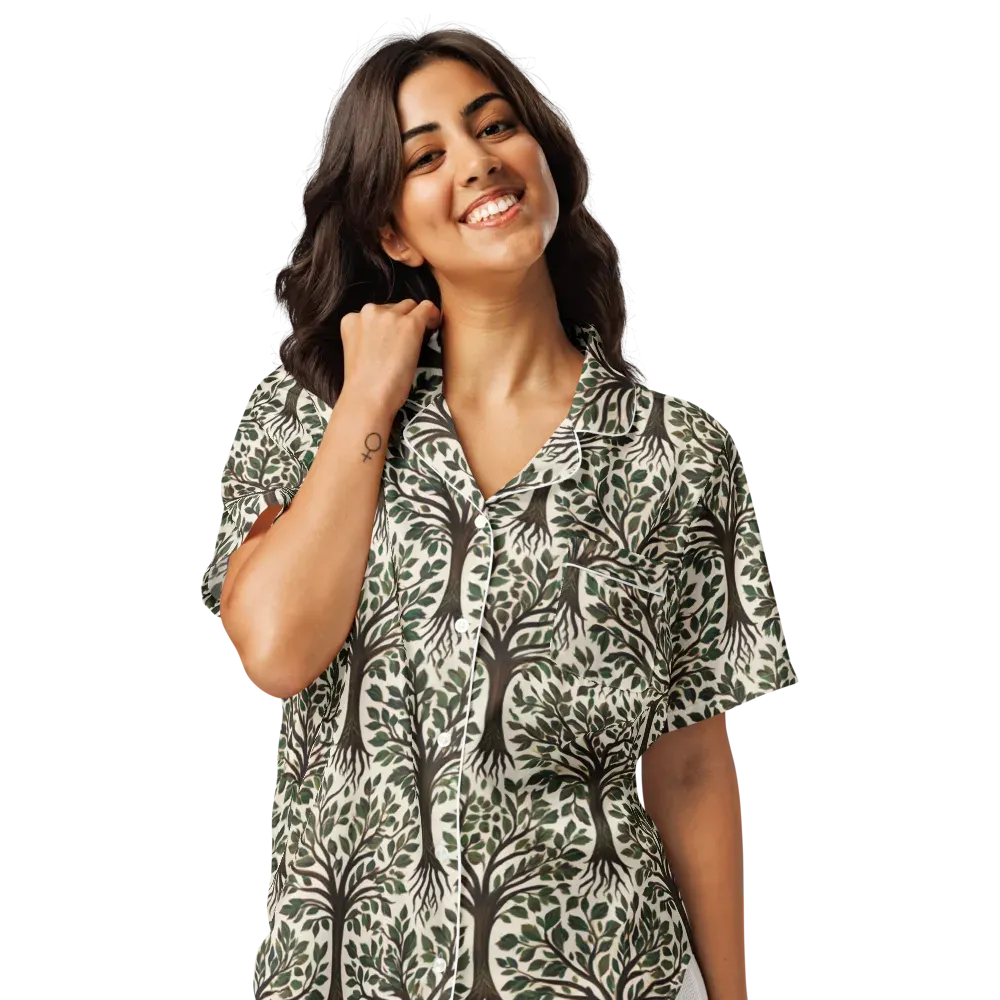 Tree of Life on Women's Short Sleeve Pajama Top — Front
