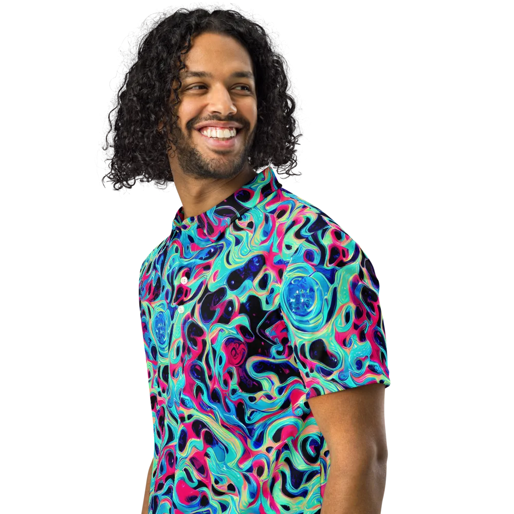 Melted Spectrum on Men's Slim Fit Polo Shirt — Left Front