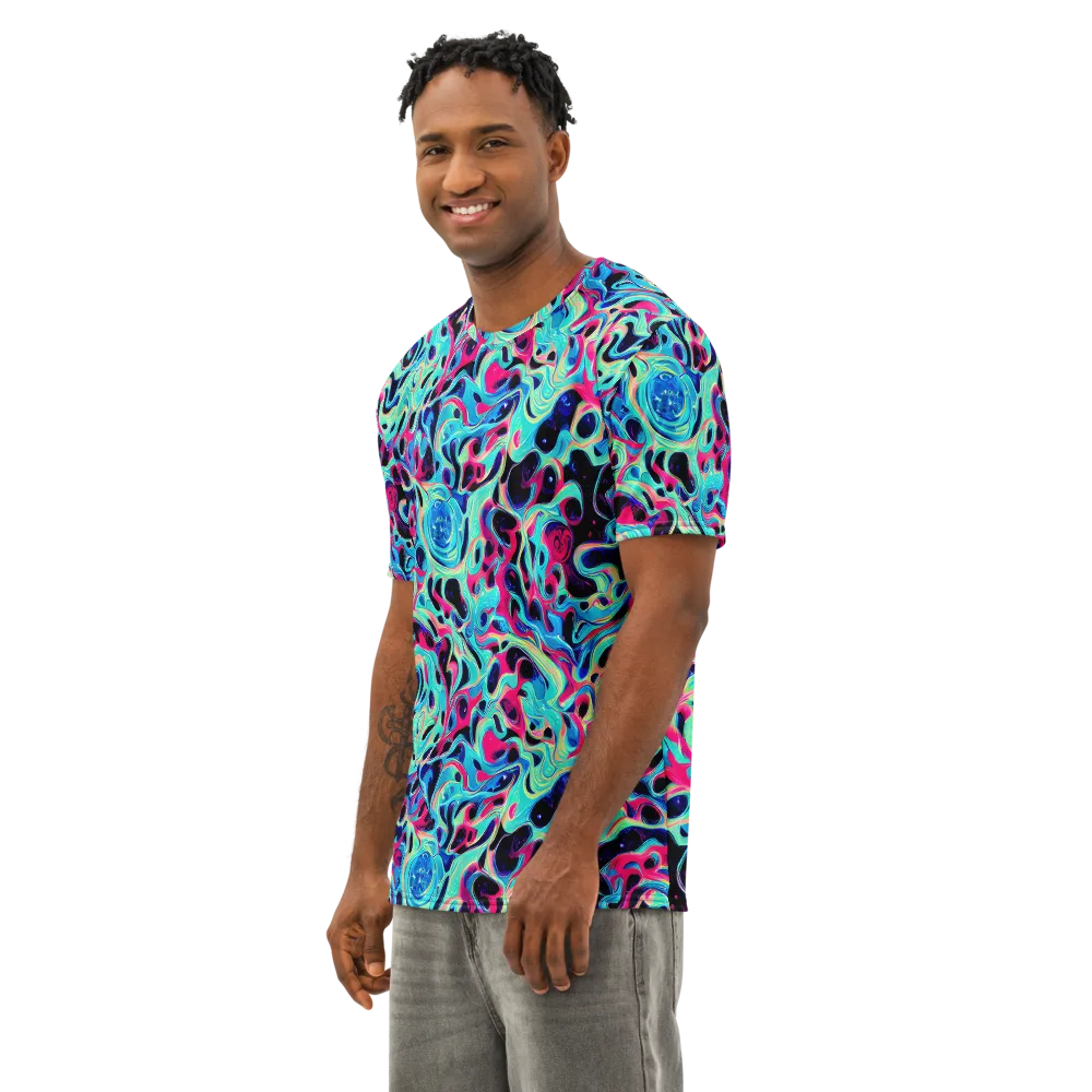 Melted Spectrum on Men's Cotton Crew Neck T-Shirt — Left Front