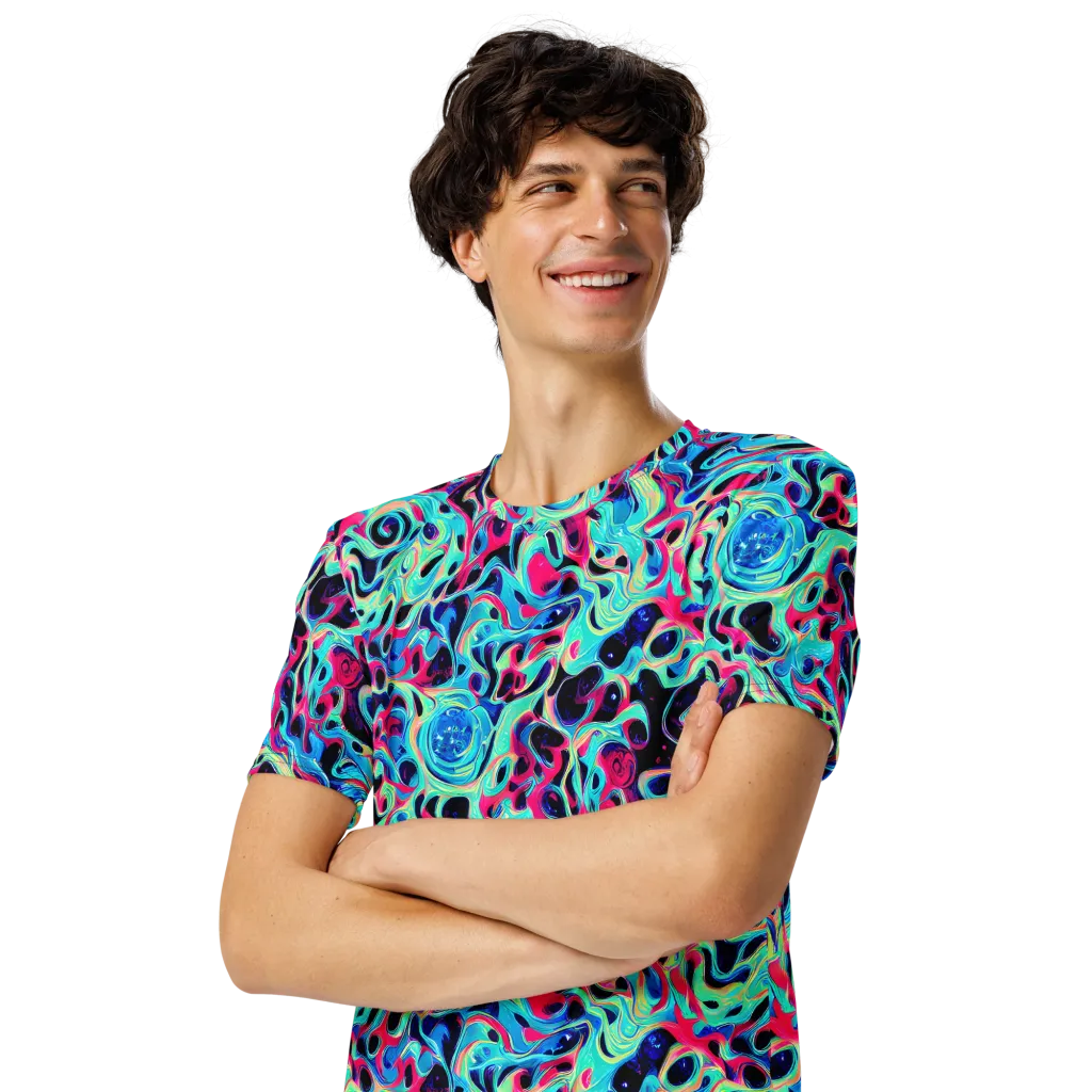 Melted Spectrum on Men's Crew Neck T-Shirt — Left Front