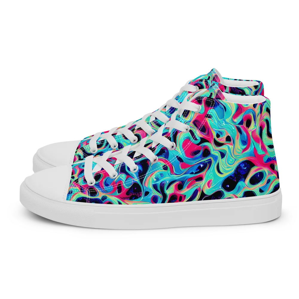 Melted Spectrum on Men's High Top Canvas Shoes — Left