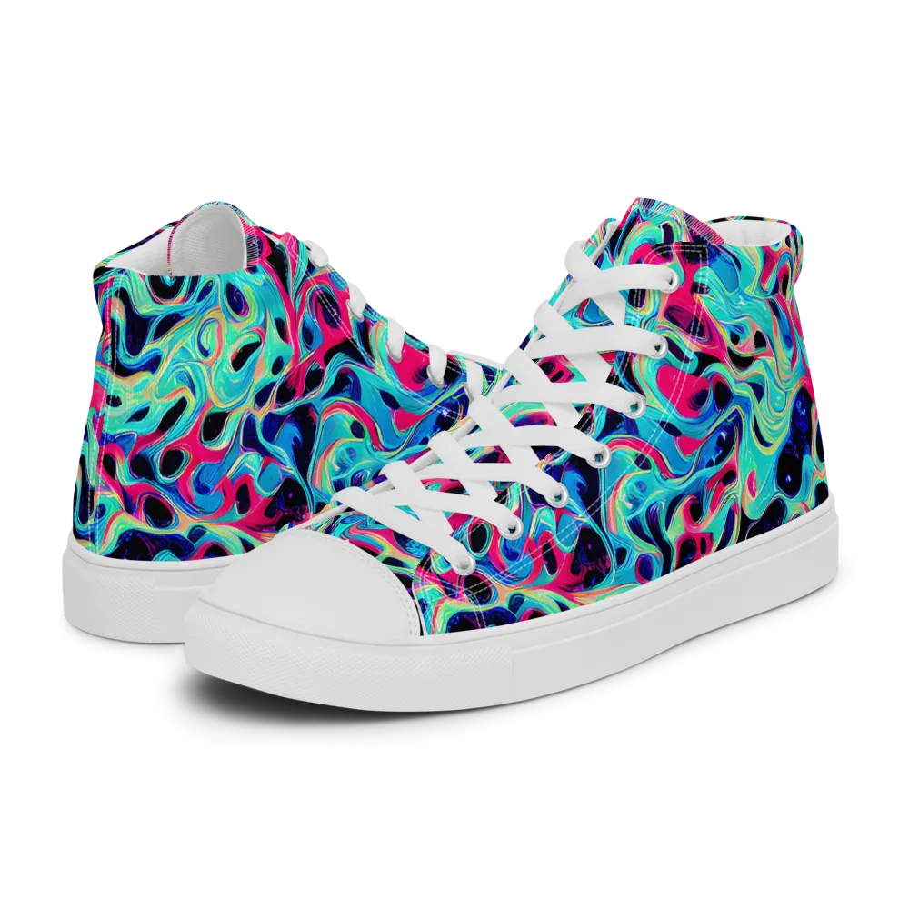 Melted Spectrum on Men's High Top Canvas Shoes — Left