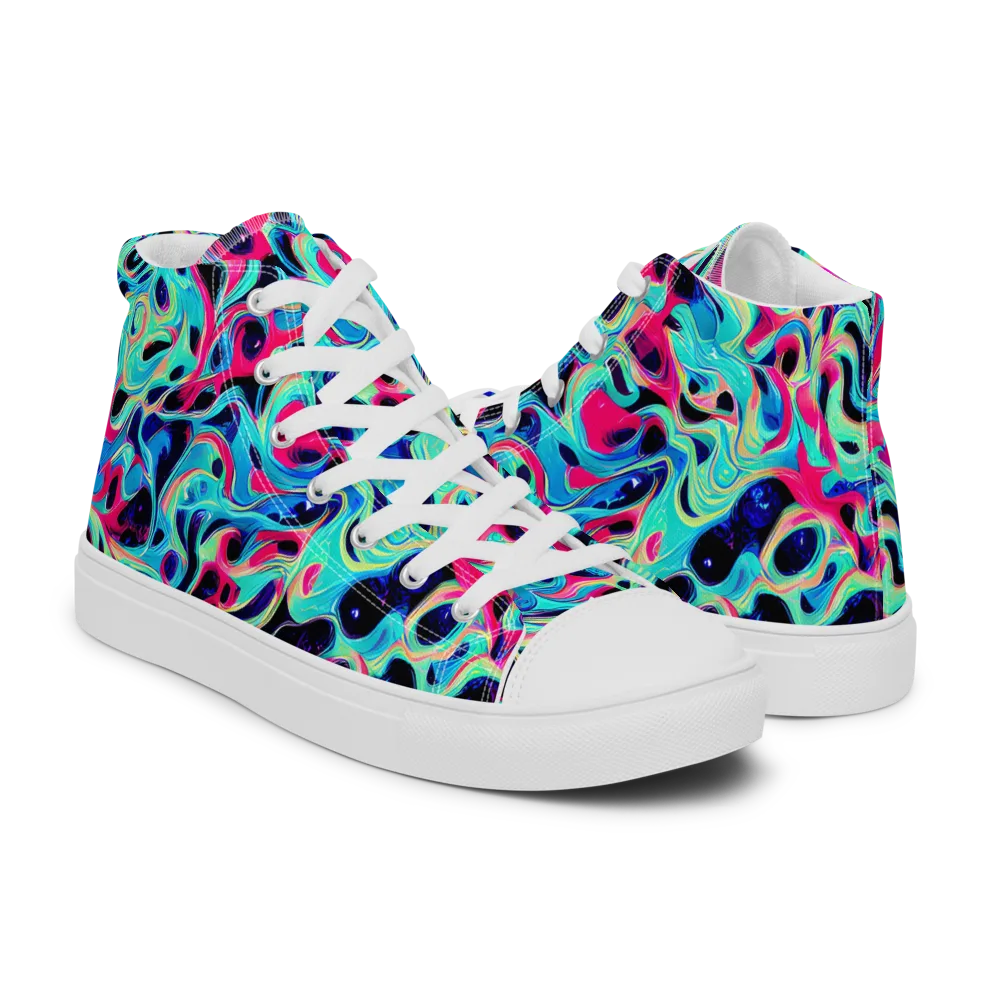 Melted Spectrum on Men's High Top Canvas Shoes — Right