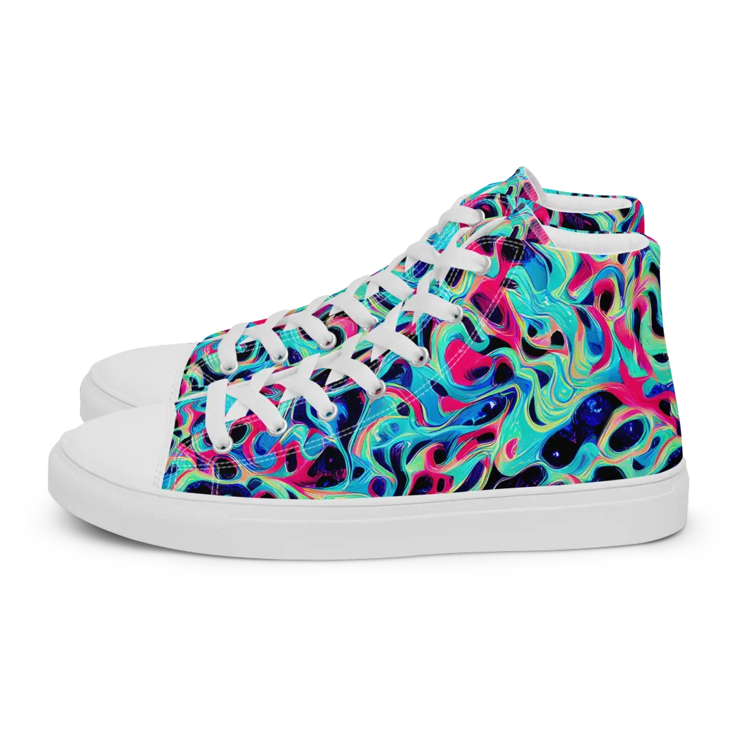 Melted Spectrum on Women's High Top Canvas Shoes — Left
